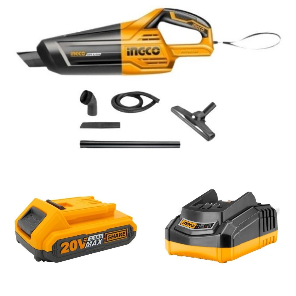 Ingco – Vacuum Cleaner (Lithium-Ion) with 2.0Ah Battery and Charger Combo