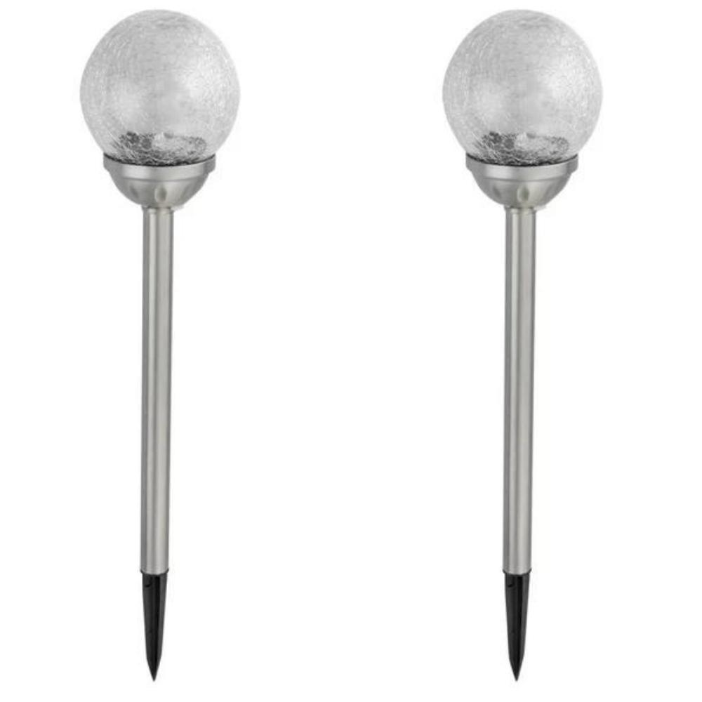 SolarMate – Stainless Steel Crackle Ball 1 Lumen , Pack of 2