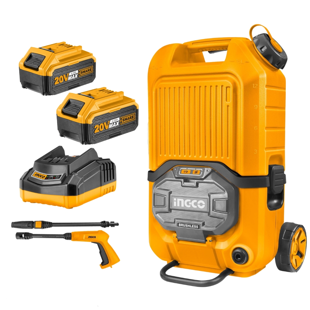 Ingco – Pressure Washer 40v – 90bar with 4Ah Battery and Charger
