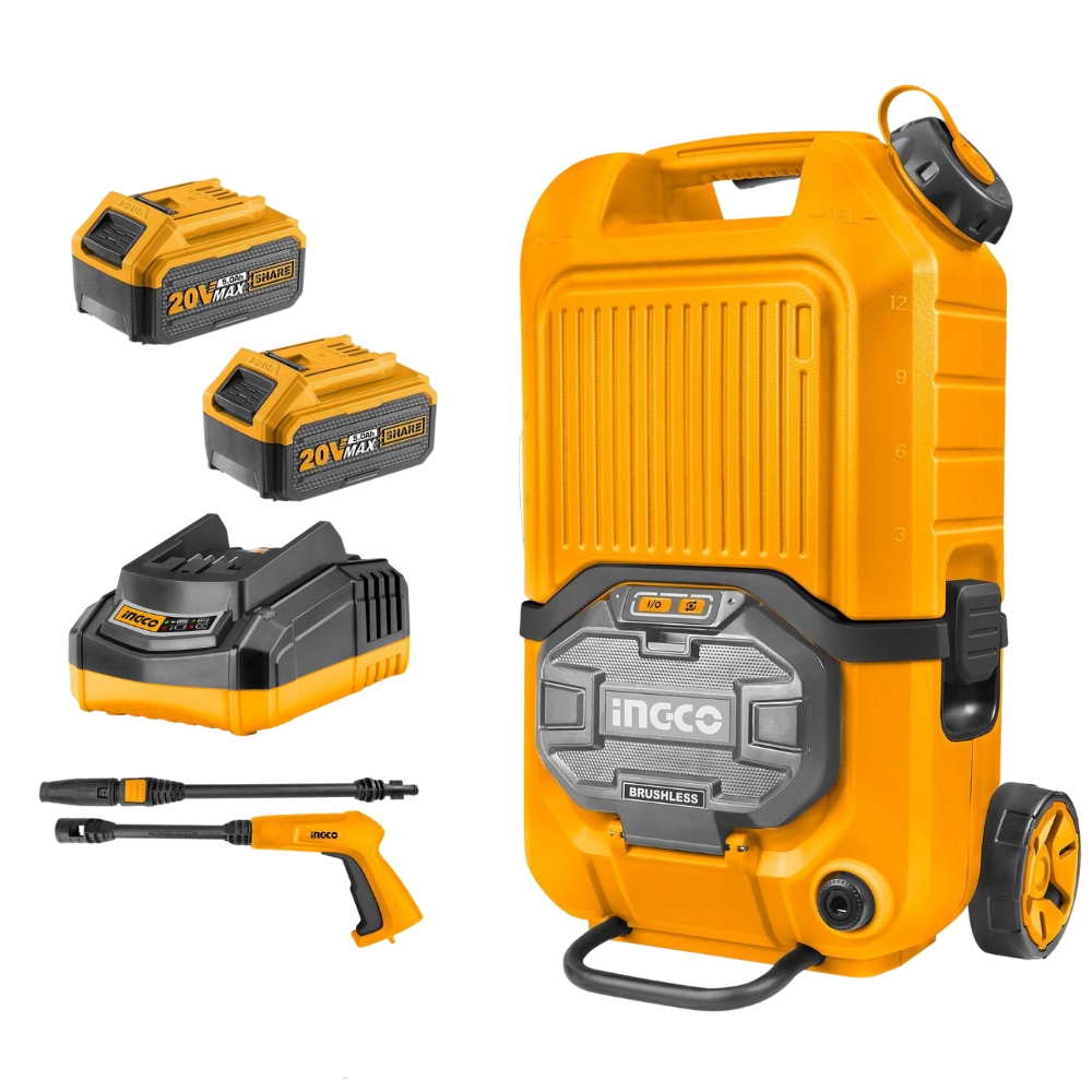 Ingco – Pressure Washer 40v – 90bar with 5Ah Battery and Charger