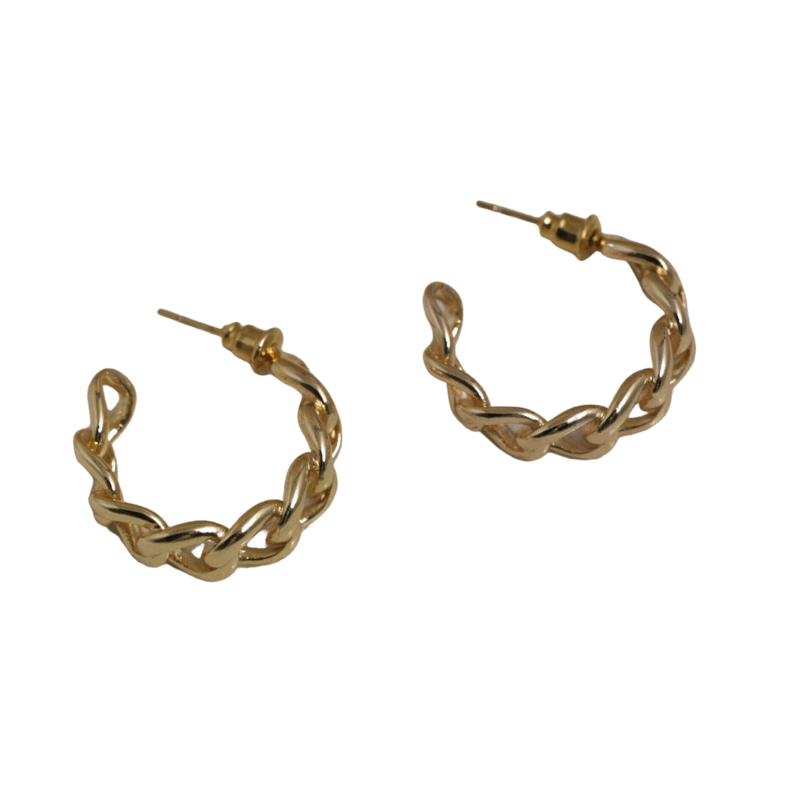 NuLuDa Jewellery – Gold Chain Studs / Hoops – Earrings – Gold Plated