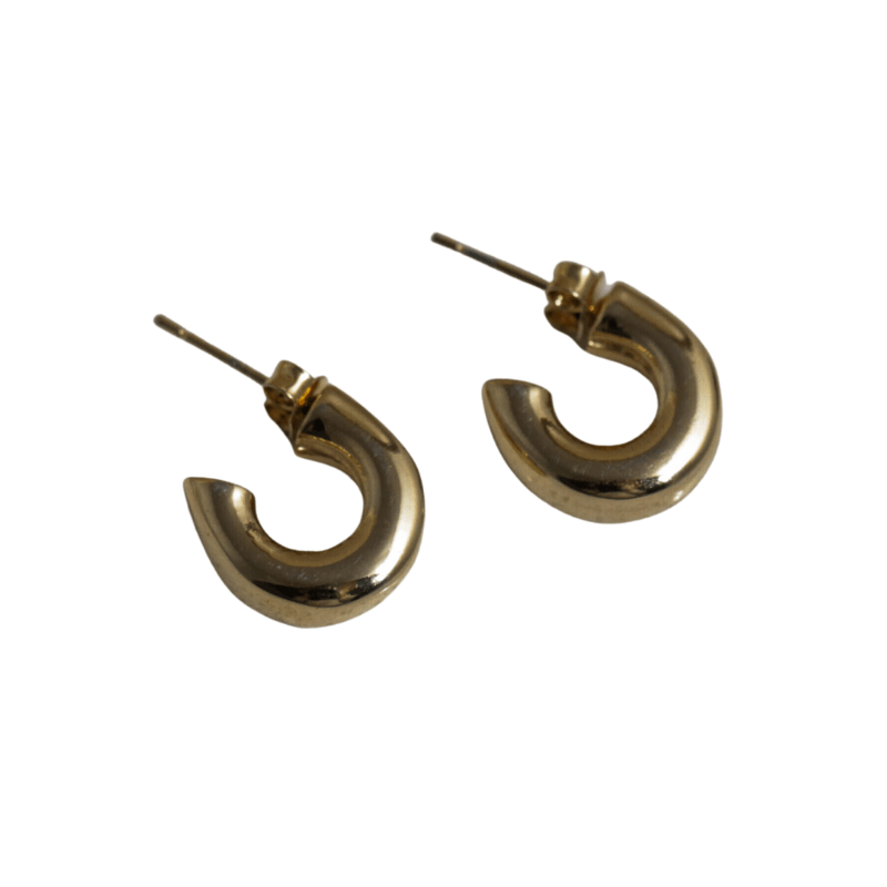 NuLuDa Jewellery – Gold Hoop Studs Earrings – Gold Plated Horseshoe Shaped