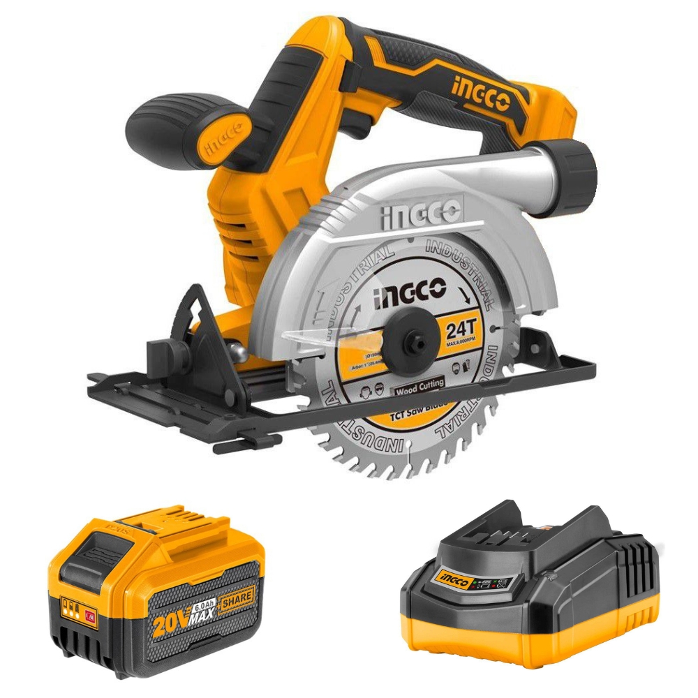 Ingco – Lithium Ion Circular Saw with 6.0Ah Battery Pack and Fast Charger