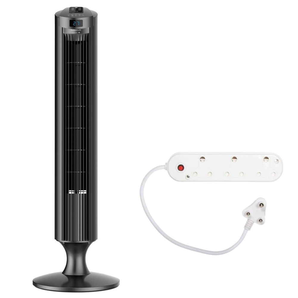Taurus – Fan Turbo Tower Plastic Grey (45W) with Multiplug + Cord(3x 16amp)
