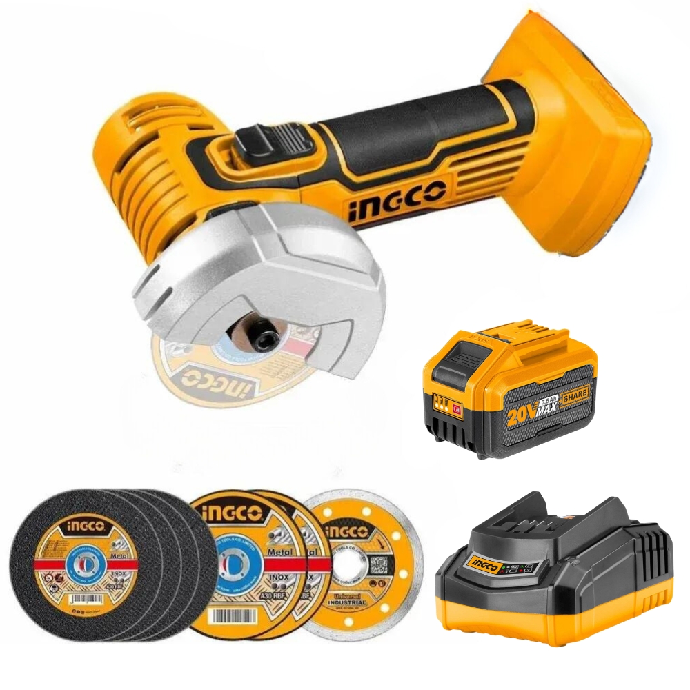 Ingco – Mini Cut-off Tool/Grinder – 20V with 7.5Ah Battery and Charger