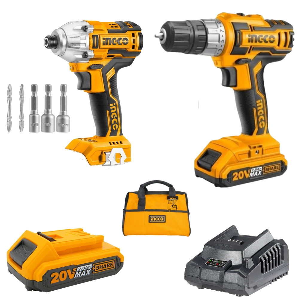 Ingco – Cordless Drill Inc Batteries, Charger with Brushless Impact Drill