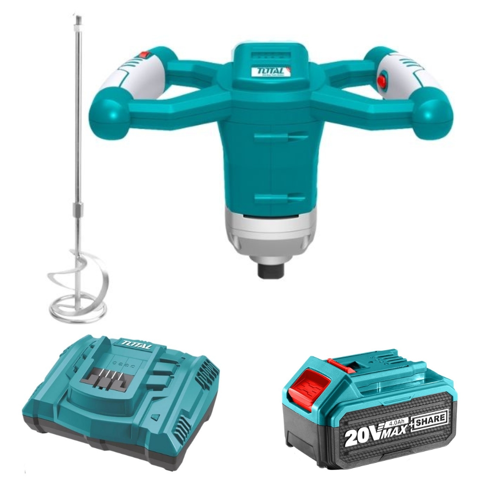 Total Tools – Mixer / Lithium-ion Paint Mixer 20V , 4.0Ah Battery & Charger