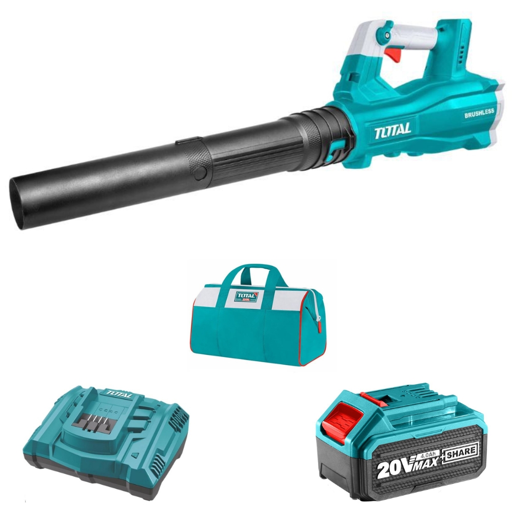 Total Tools – Lithium – Ion Blower(20V) with 4.0Ah Battery, Charger and Bag