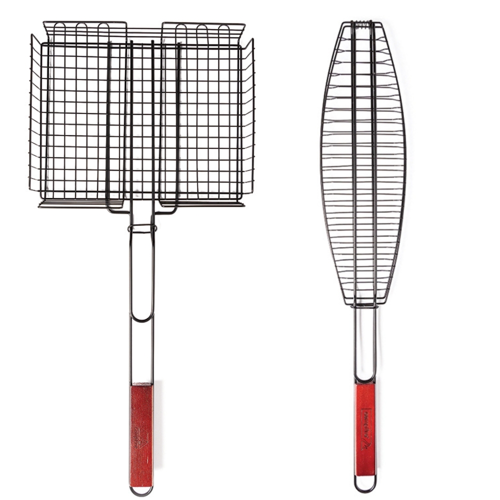 Campfire – Deep Grill Basket Handle Non-Stick and Fish Grill C/W Handle