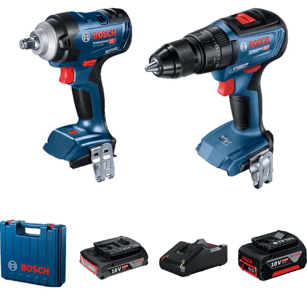 Bosch – Cordless Impact Wrench GDS 18v-400 with Cordless Drill GSB 18v-50