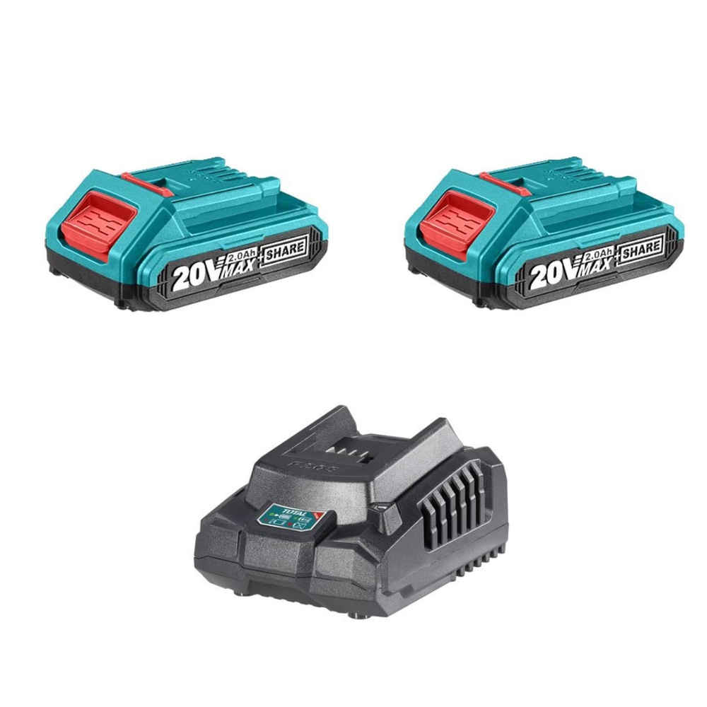 Total Tools – Professional Battery Pack 2.0Ah x 2 Including Fast Charger