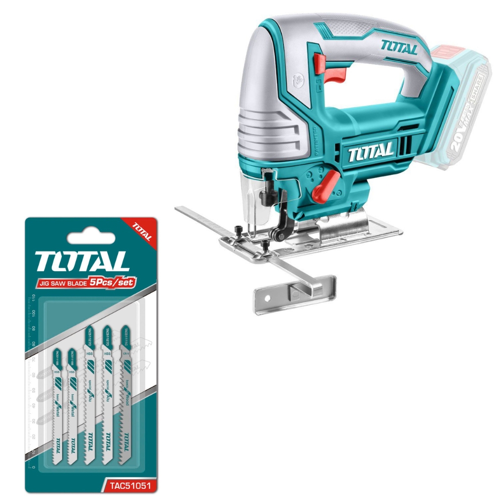Total Tool – Lithium- Ion Industrial Jig Saw with Jig Saw Blades (5 Piece)