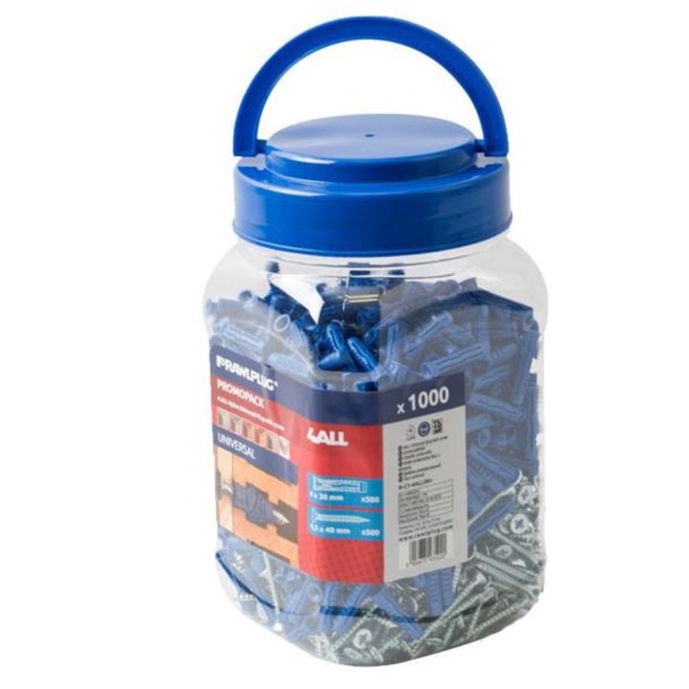 Rawlplug – Universal Nylon Plug 6Mmx30Mm with Screws X1000 Per Jar
