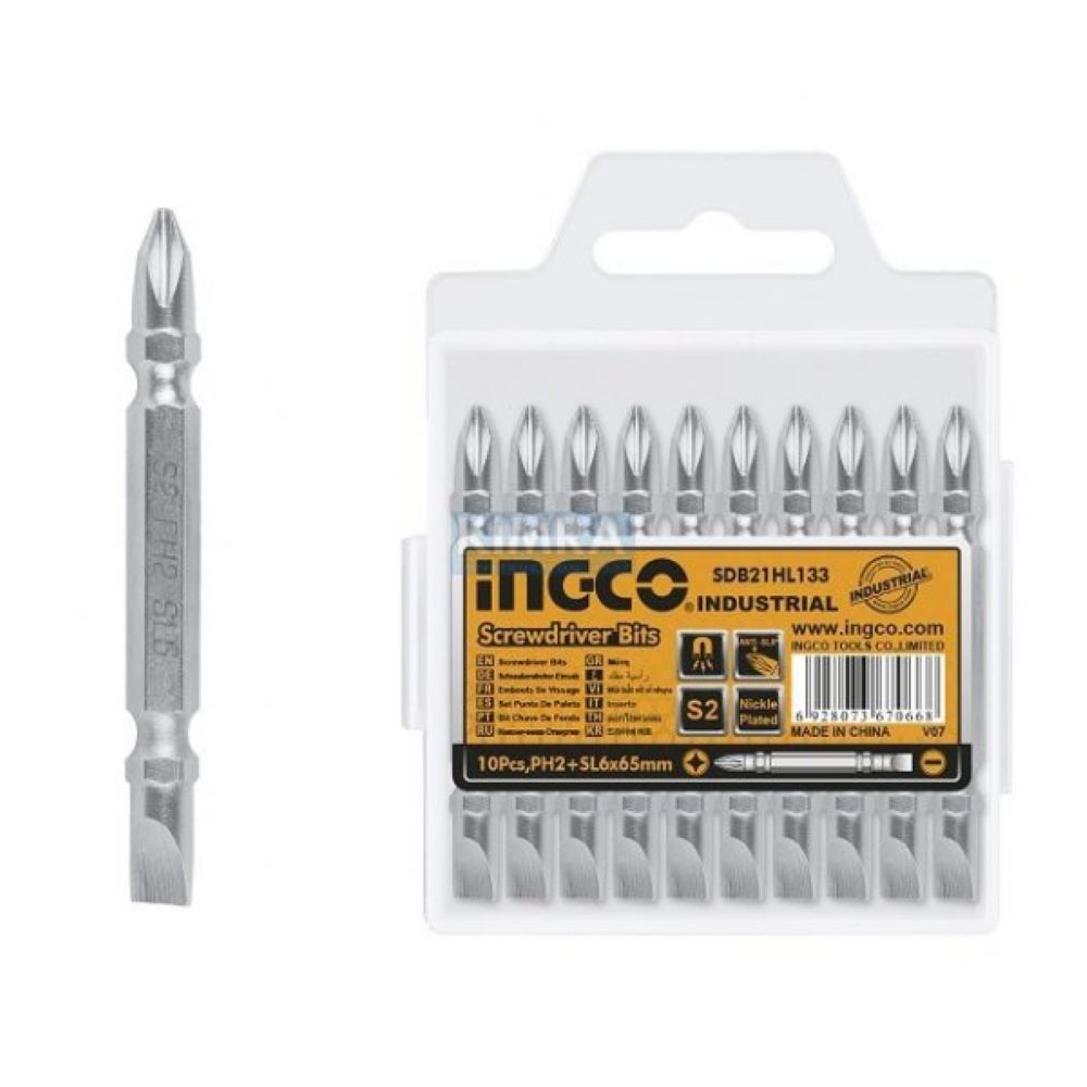 Ingco – Double End Magnetic Screwdriver Bit Set PH2 (50mm) – 10 Piece