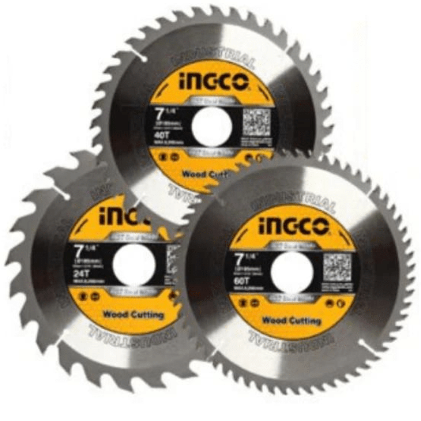 Ingco – TCT Saw Blades Set (185mm) – 3 Piece Set (24T, 40T and 60T)