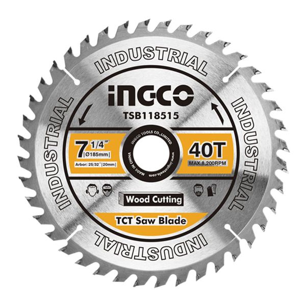 Ingco – TCT Saw Blade 40T – Wood (185mm) – 1 x Blade