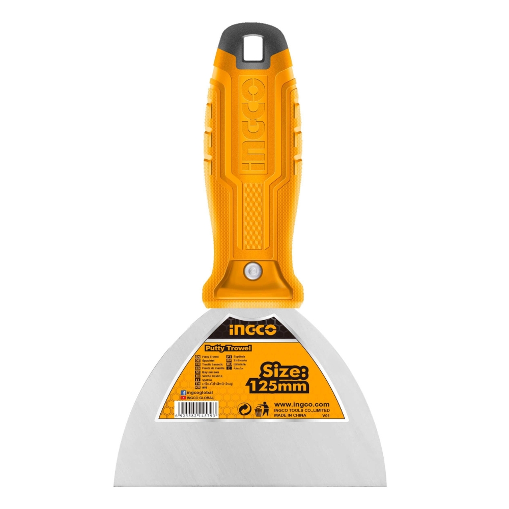 Ingco – Putty Knife – 125mm – Carbon Steel Blade – Yellow handle