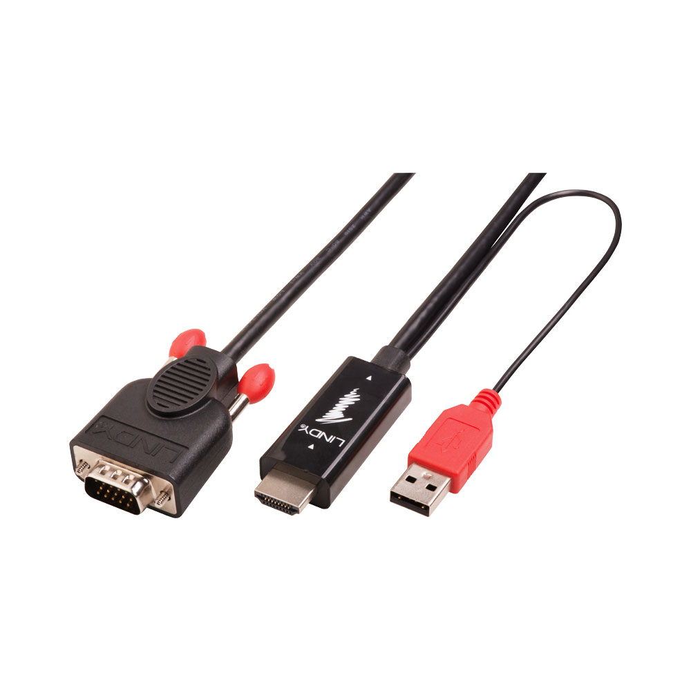 Lindy 2m HDMI Male to VGA Male Cable with USB Power (41456)