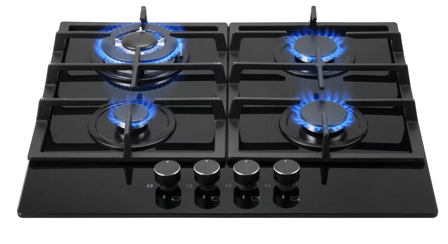 Totai 26/GOG4BNR Hob 4 burner gas on glass 60cm – Black