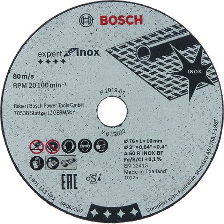 Bosch – Bonded Disc 76×1.0x10mm Exp for Inox 5Piece