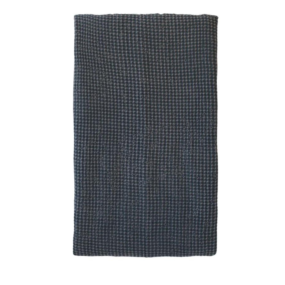 The Cotton Company – Waffle Weave Turkish Blanket/Throw(PetrolBlue)-165×200