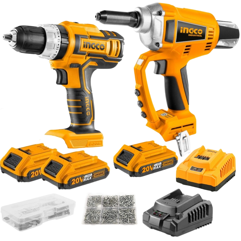 Ingco – Impact Drill and Rivet Gun Combo – 20V – PS+