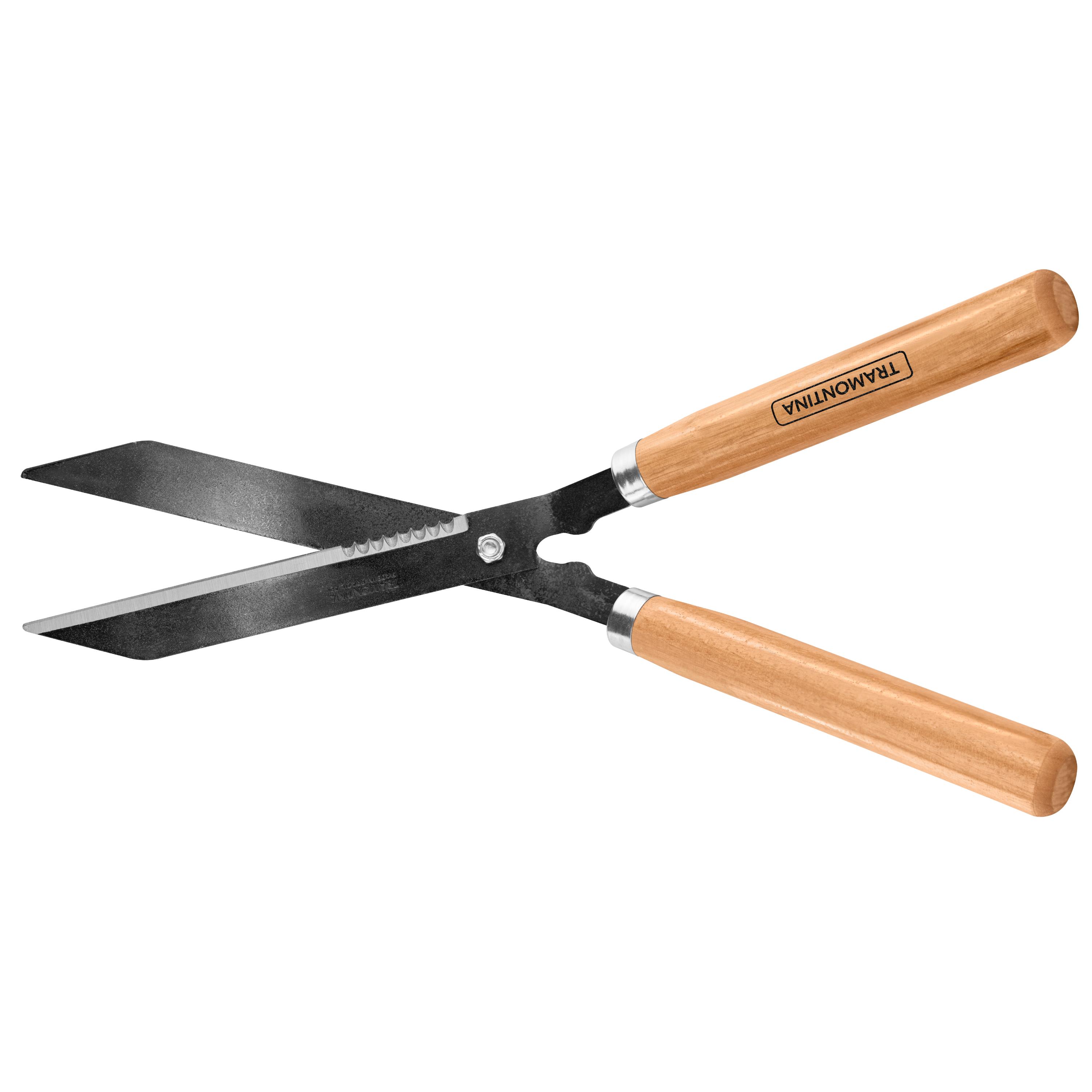 Tramontina Grass and Hedge Shear with Metal Teethed Blades and Wood Handle