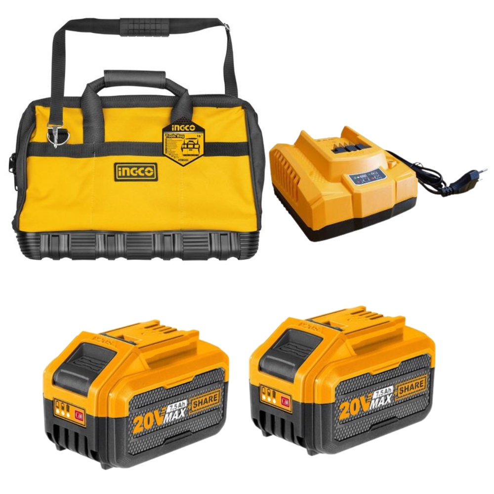 Ingco – Fast Intelligent Charger with 2 x 7.5Ah Batteries in Tool Bag