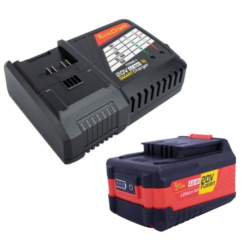 Tork Craft – Li-ion Industrial Battery Charger 20V with 4.0Ah Battery Pack
