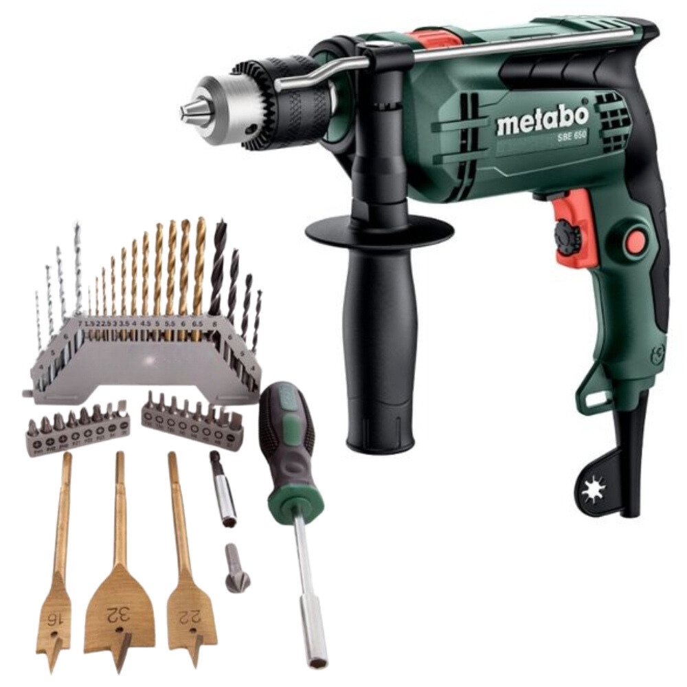 Metabo – Impact Drill SBE650(600742000) with Titanium Drill & Bit Set -40pc