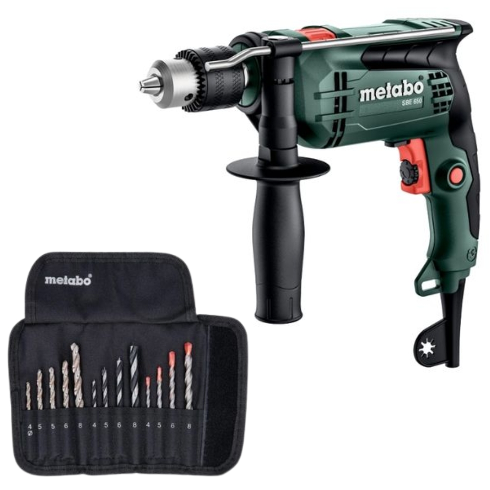Metabo – Impact Drill SBE 650 (600742000) with Drill Bit ASMT Set – 13Pc