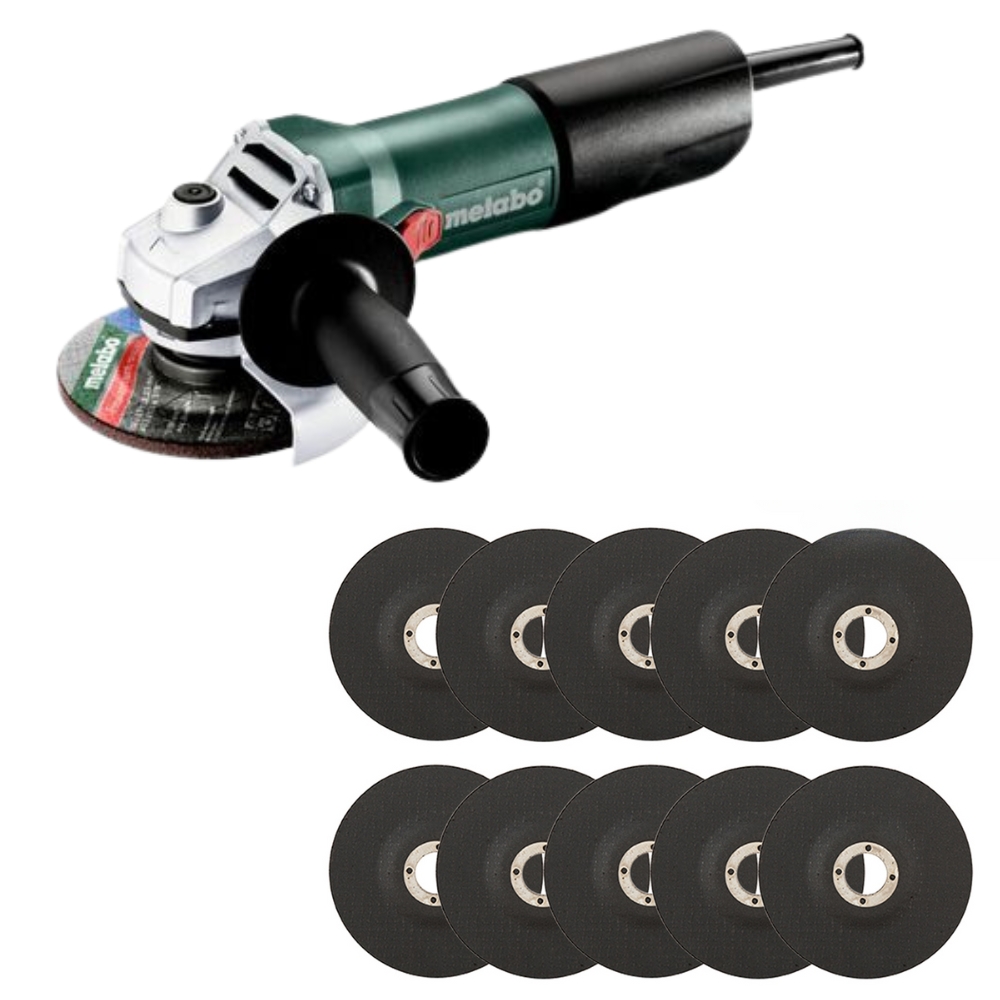 Metabo – Angle Grinder W 850-115 (603607010) with 10x Cutting Discs – 115mm