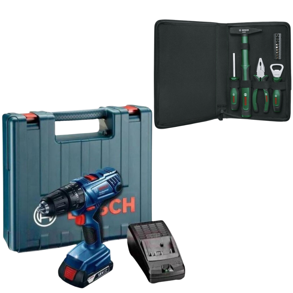 Bosch – GSB180-LI Cordless Drill with 14Pc – Easy Starter Hand Tool Set