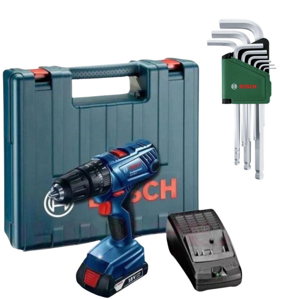 Bosch – GSB180-LI Cordless Drill with 9 Piece – Hex Key Set