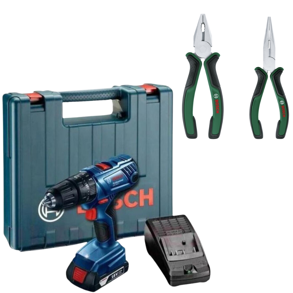 Bosch – GSB180-LI Cordless Drill with 2-Piece Pliers Set