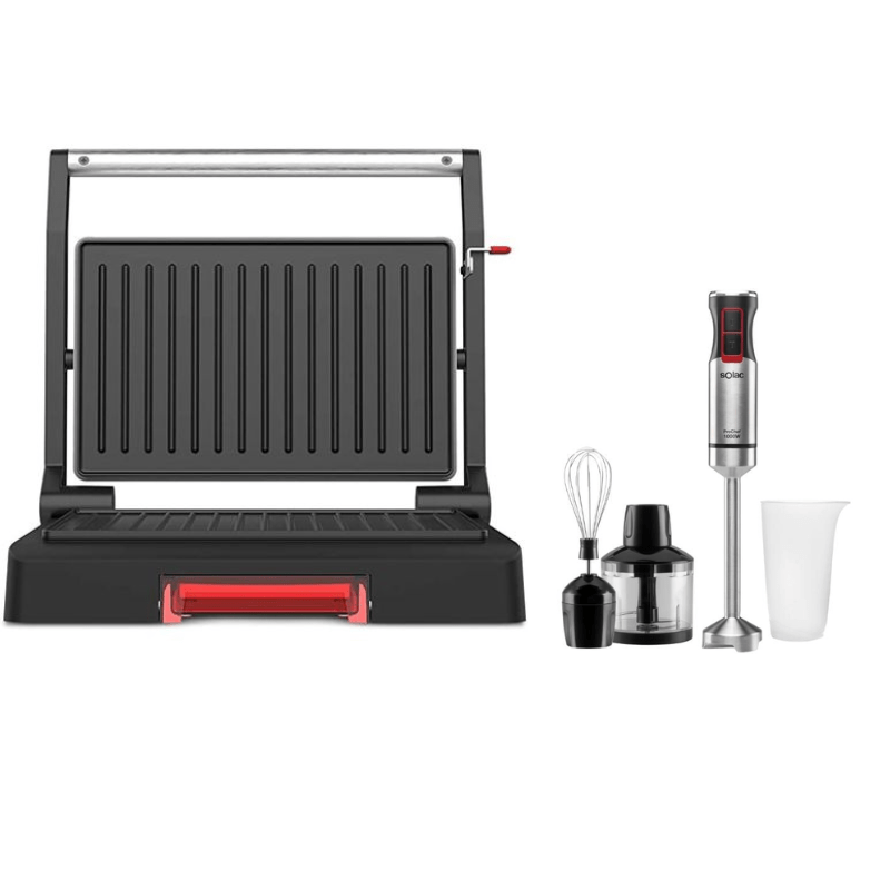Solac – Panini Press/Grill Plate & Pro Stick Blender with Accessories