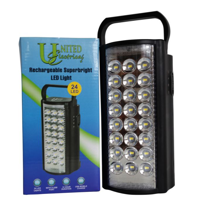 United Emergency Light Rechargeable With Usb 24Smd
