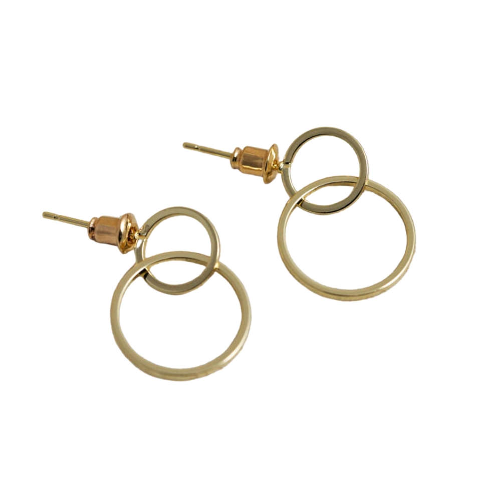 NuLuDa Jewellery- Double Circle Studs Earrings – Gold Plated