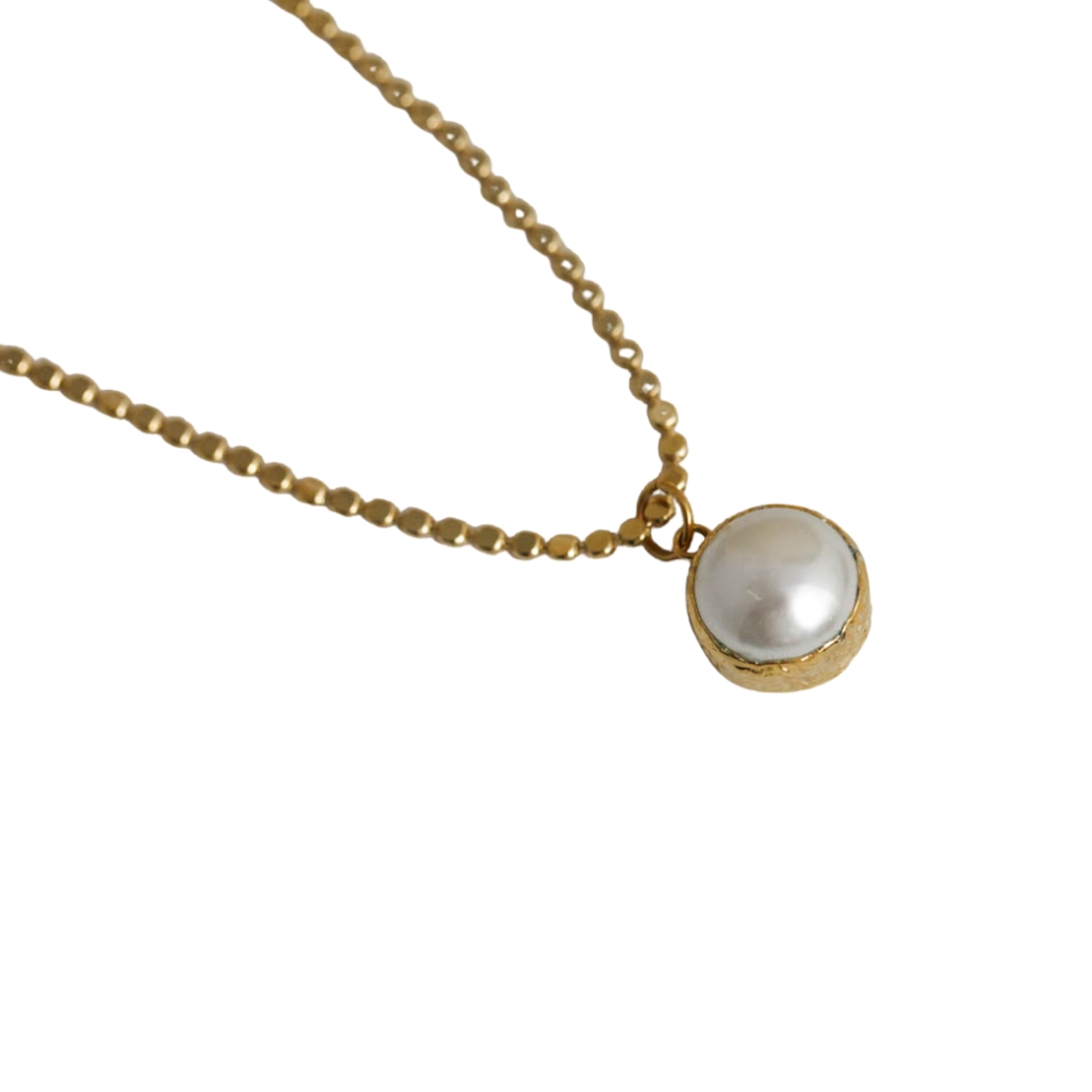 NuLuDa Jewellery- Dotted Fresh Water Pearl Necklace – Gold Plated
