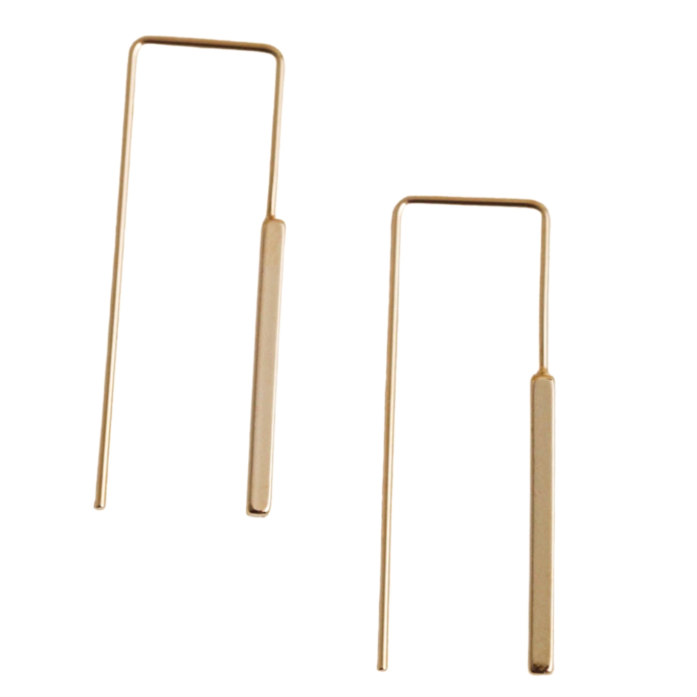 NuLuDa Jewellery- Rectangular Wire Earrings – Gold Plated