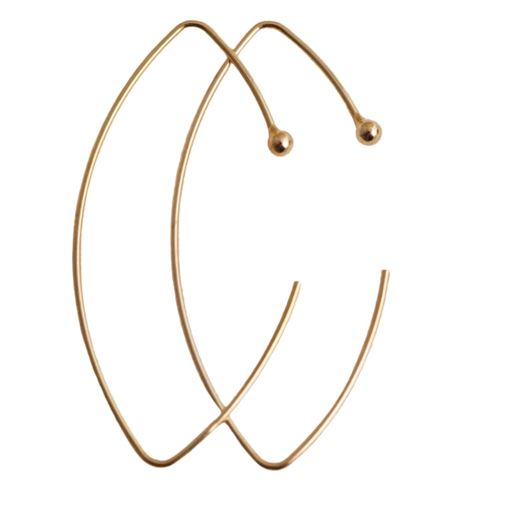 NuLuDa Jewellery- Oval Thin Wire With Ball Earrings – Gold Plated