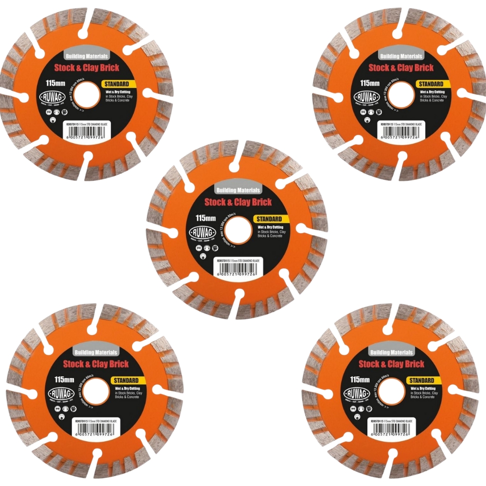 Ruwag – Diamond Blade / Standard Diamond Cutting Blade – Pack of 5 (115mm)
