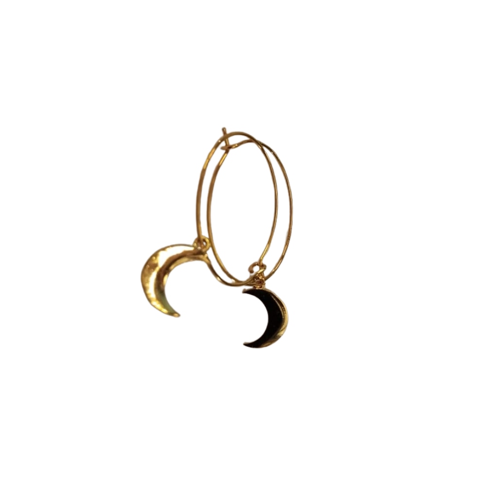 NuLuDa Jewellery-Moon Hoop Earrings – Gold Plated