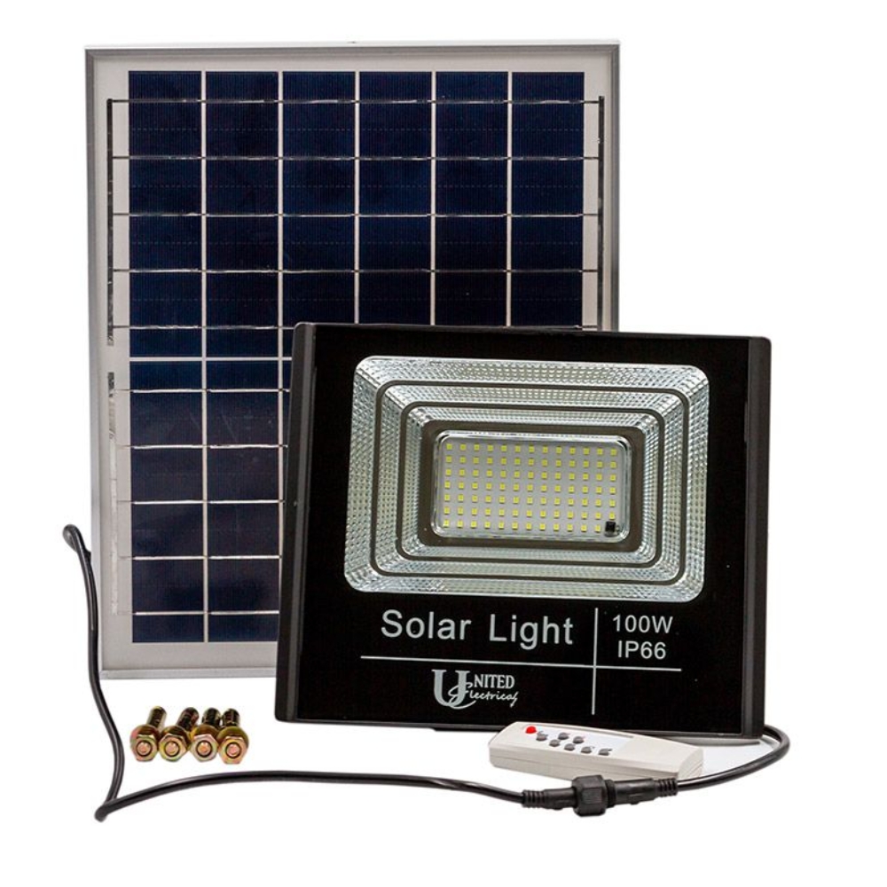 United – 100W LED Floodlight With Solar panel