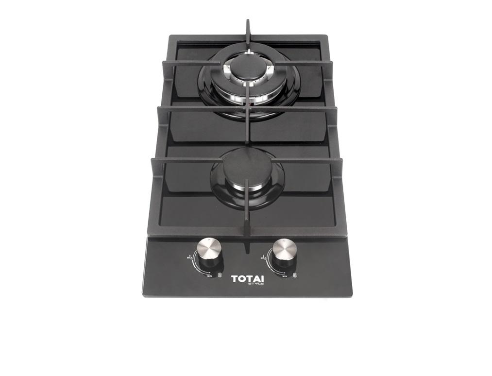 Totai 03/TS2BNR-GG – Gas Hob 2 Burner Gas On Glass – Black