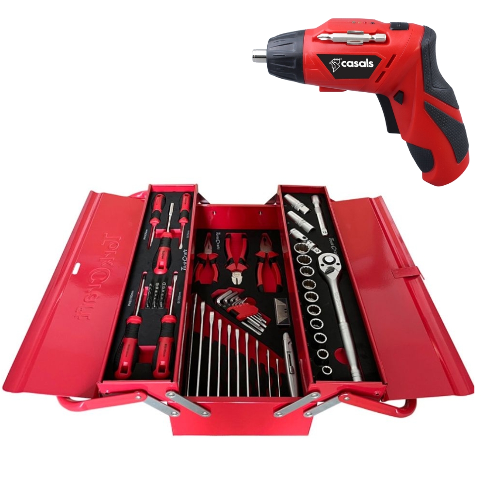 Tork Craft – Toolbox Compact 1/2″ – 3 Tray 71Pc & Cordless Screwdriver 12Pc