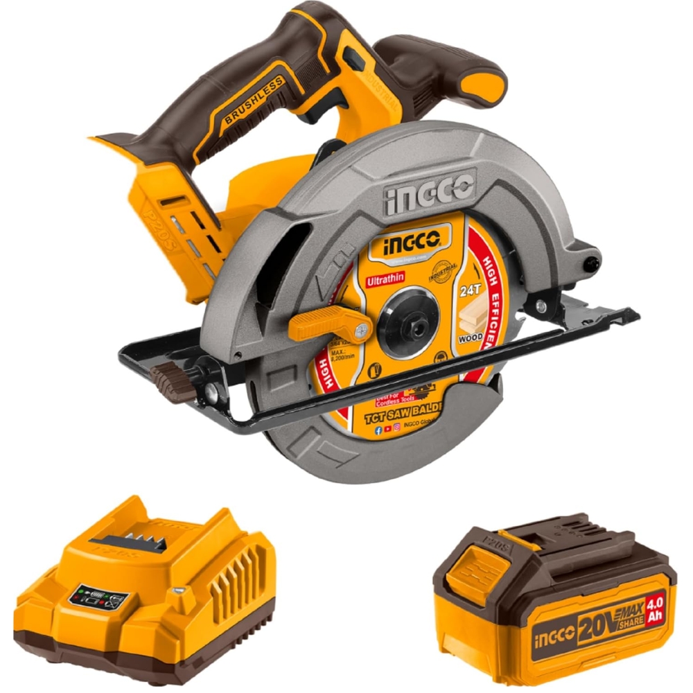 Ingco – Cordless Circular Saw 185MM – 1 x 4.0 Ah Battery & Charger