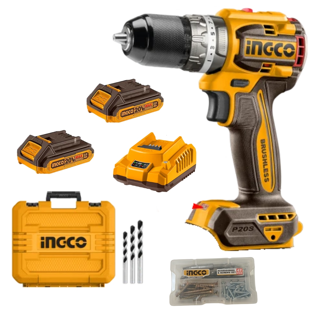 Ingco – Cordless Imapct Drill – Compact – 60NM 20V – 2 x 2.0Ah Battery