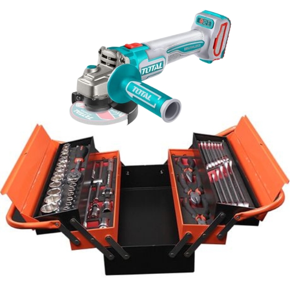 Total – Lithium-Ion Angle Grinder – 115MM with 42 Pc Cantilever Toolbox