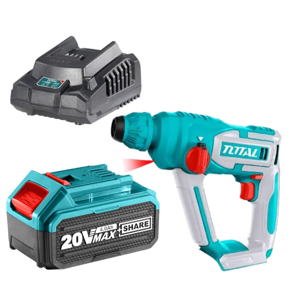 Total Tools – Lithium-Ion Rotary Hammer (20V) + Battery & Charger 2.0